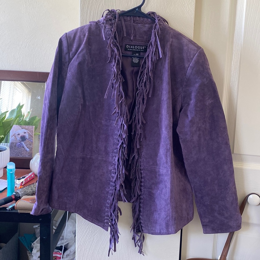 Vintage Women's Suede Purple Coat Fringe